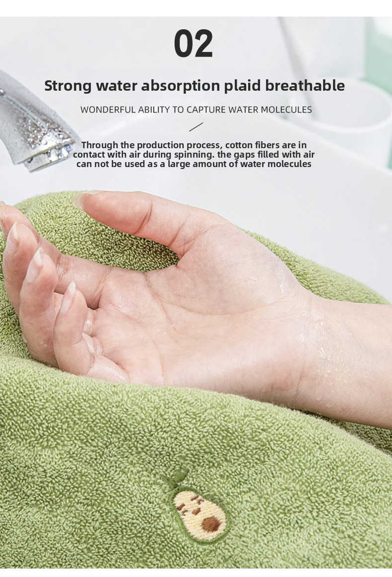 Avocado Full-Embroidered 100% Cotton Bath Towel - Oversized Soft & Highly Absorbent Adult Towel_voghion.com