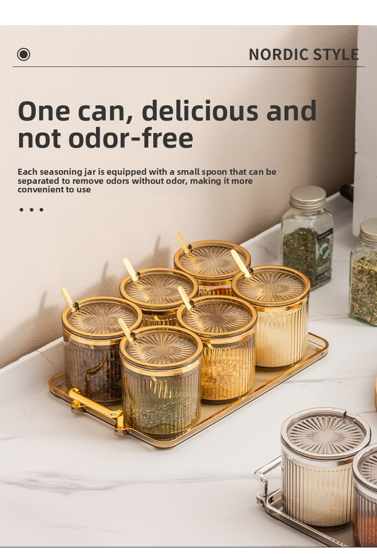 5-in-1-Gewürz-Organizer-Set – stapelbare Gewürzbehälter für die Küche mit Löffel (luftdichte Deckel, transparentes Design, platzsparend)_voghion.com