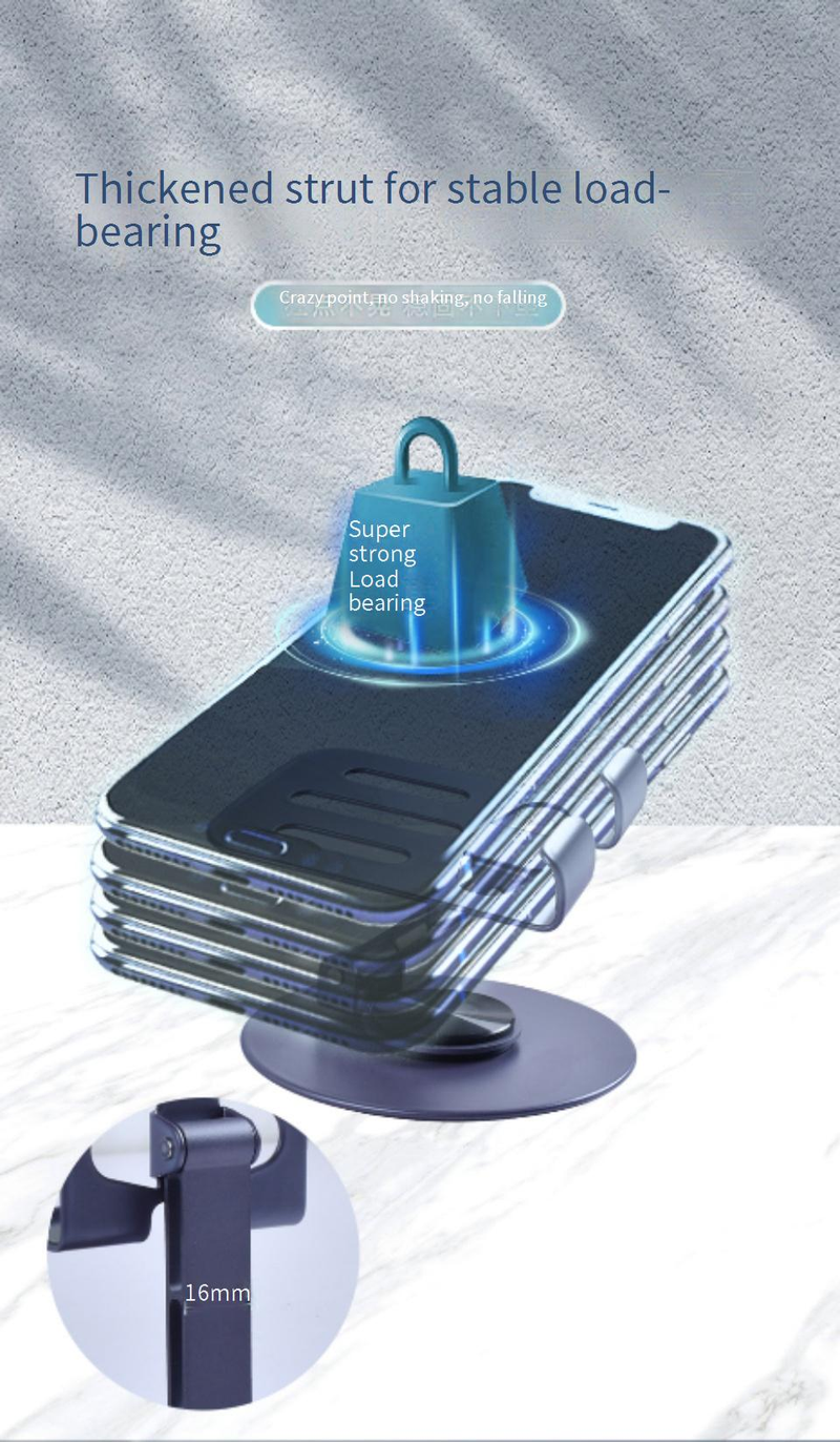 360° Rotating Alloy Phone Stand, Foldable Desktop Holder For Phone/Tablet, Adjustable Lazy Bracket For Watching Videos, Live Streaming, Office_voghion.com