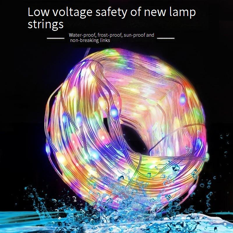 Guirlande lumineuse LED RVB multicolore avec commande vocale et application Bluetooth, alimentée par USB, idéale pour l'intérieur et l'extérieur_voghion.com