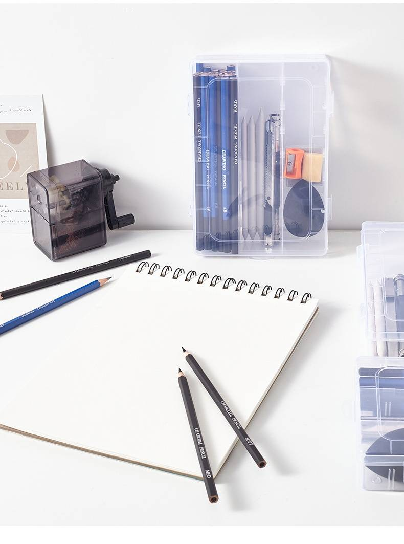 Qili Sketching Pencil Set - Professional Art Drawing Kit With HB, 2B, Charcoal Pencils, Wooden Case, Ideal For Beginners & Artists_voghion.com