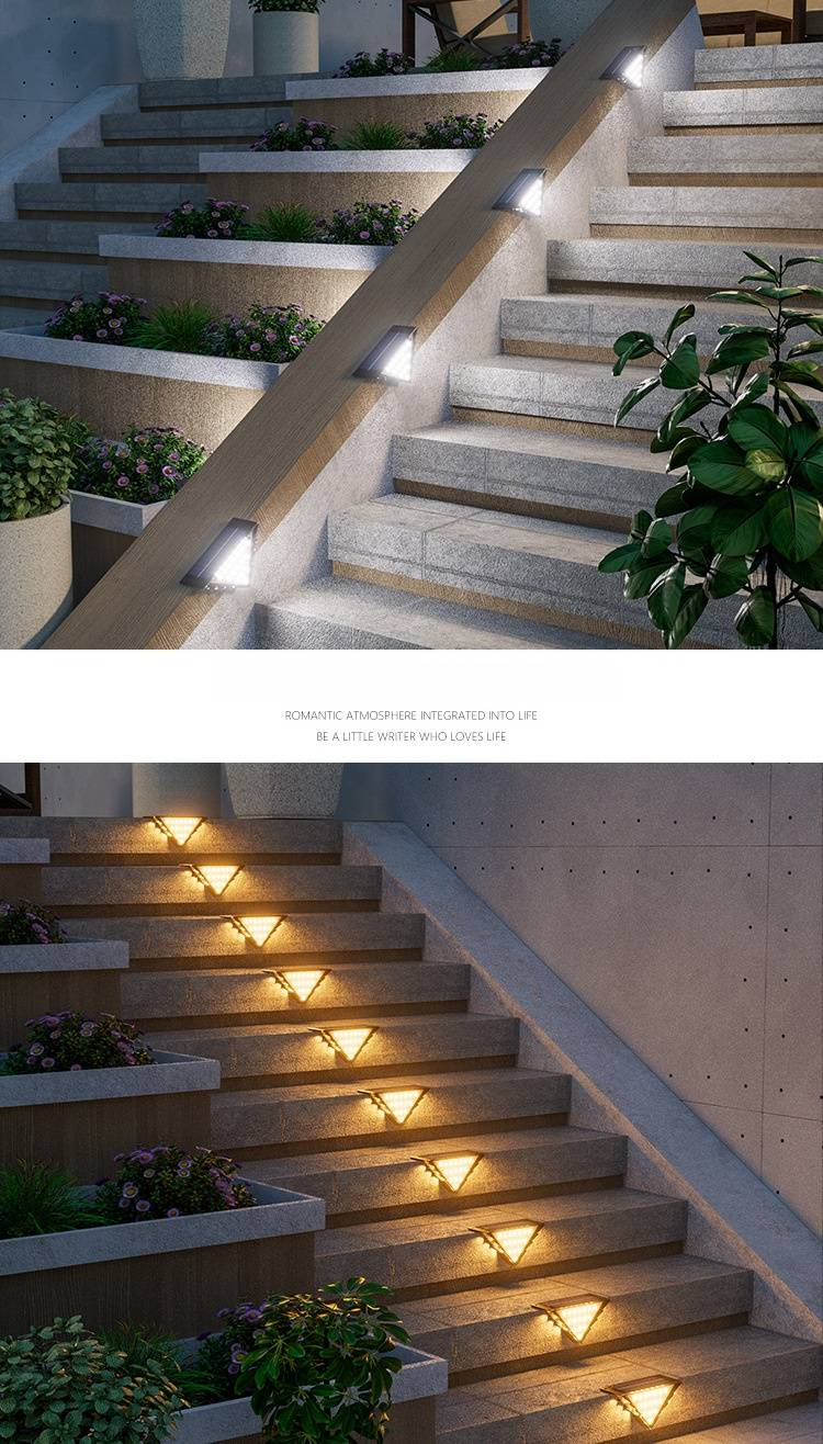Solarne lampy schodowe, wodoodporne, ogrodowe, LED, do ścieżek, na ściany i tarasy – automatyczne włączanie/wyłączanie, opcja ciepłego/białego światła_voghion.com