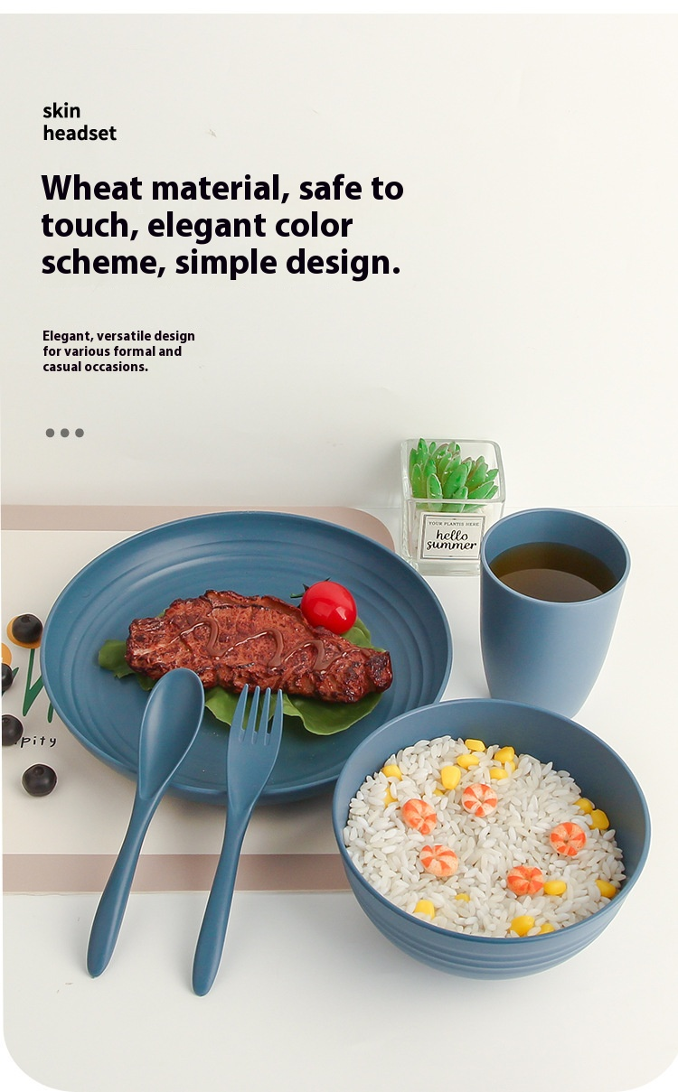 Eco-Friendly Wheat Straw Tableware Set – 20-Piece Modern Minimalist Dishware Kit, Microwave-Safe_voghion.com