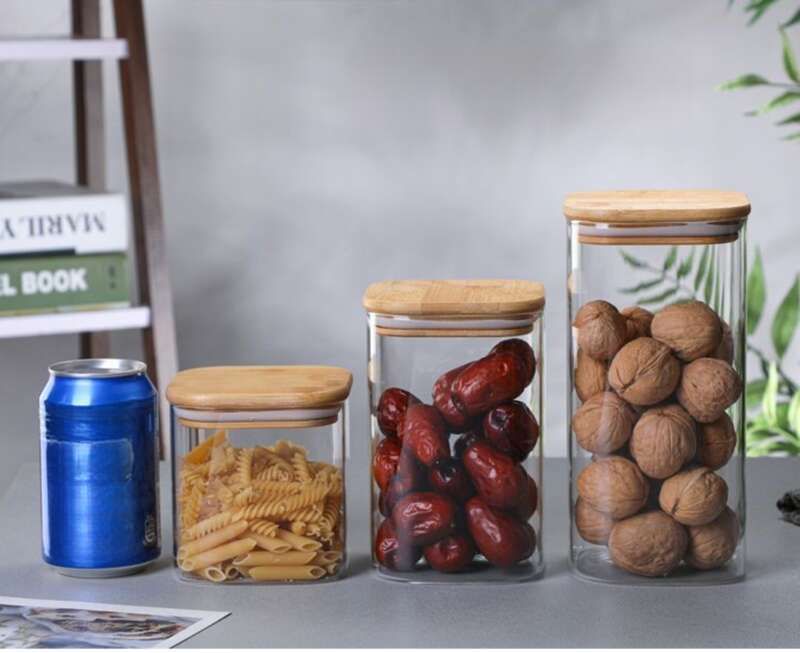 Versiegelt Liewensmëttelqualitéit Lagerung Getreide Verschidde Getreide Glasfläsch mat Deckel Téi a Mandarineschuel Lagerglas_voghion.com