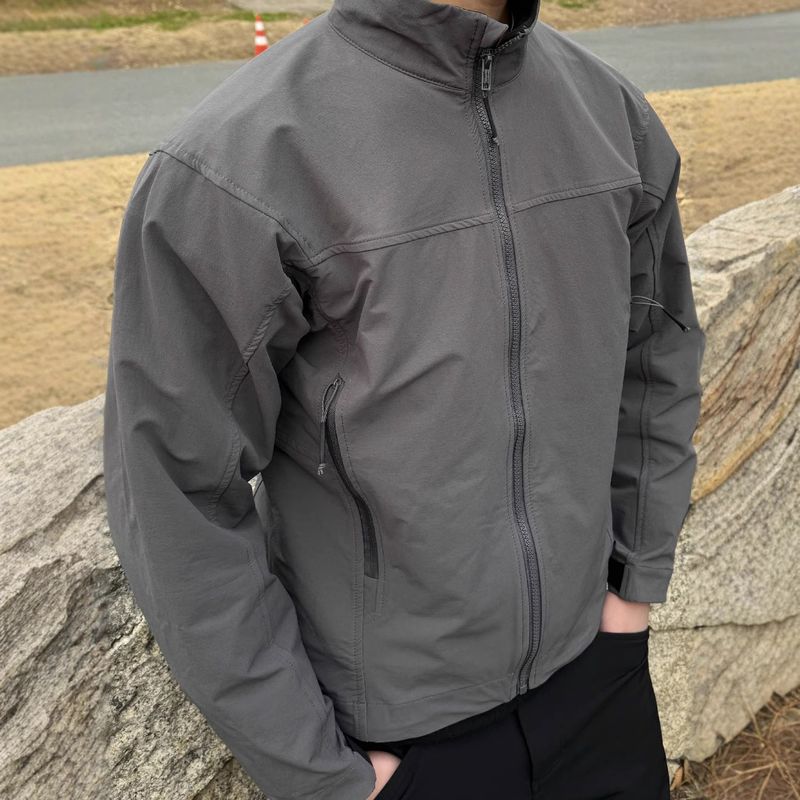 AUTICUP American Military Leaf Fitness Loose Three-Proof Soft Shell Jacket Stand Collar Bird Home Men_voghion.com