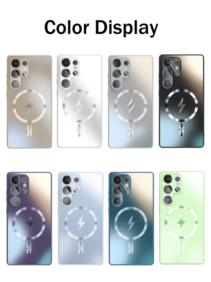 Thin Frosted Matte Car Magnetic Case For Samsung S25 S24 S23 Ultra Plus Glass Lens Protector Shockproof Cover_voghion.com