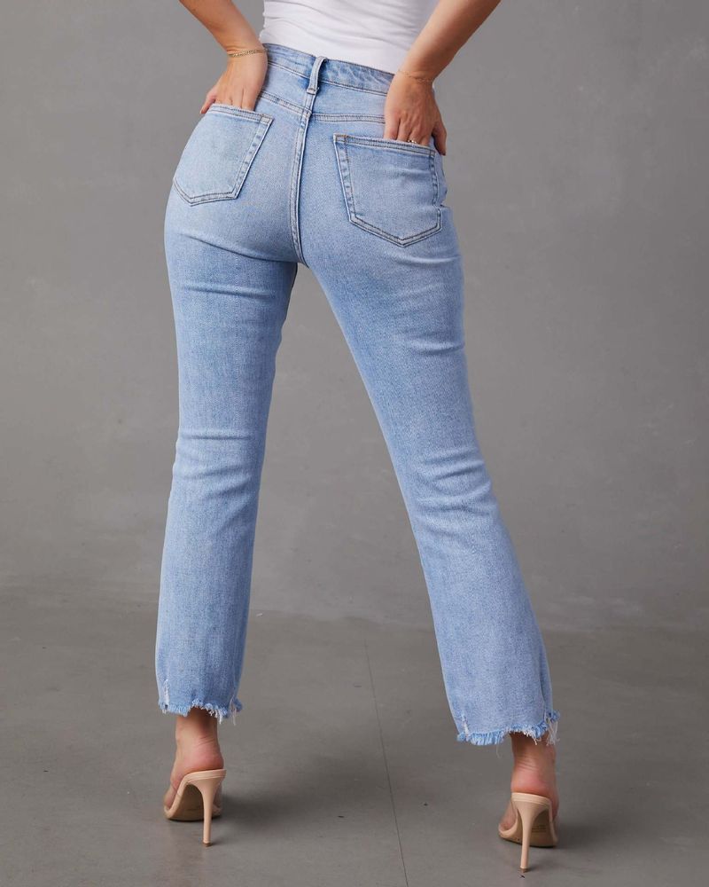 jeans stretch reto feminino temperamento para deslocamento calças rasgadas lavadas_voghion.com