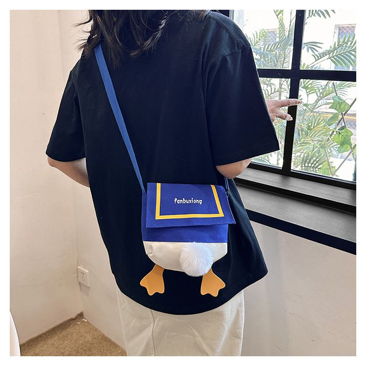 Canvas liten enkel crossbody en axel telefon söt blixtlåsväska, multifunktionell studentryggsäck_voghion.com