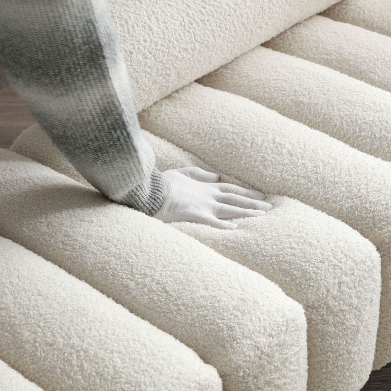 53.2"Width Modern End Of Bed Bench Sherpa Fabric Upholstered 2 Seater Sofa Couch Entryway Ottoman Bench Fuzzy Sofa Stool Footrest Window Bench With Gold Metal Legs For Bedroom Living Room,BEIGE_voghion.com
