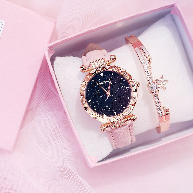 Starry Sky Watch Women's Fashion Trend Simple Women's Watch Student Two-piece Gift Watch Daily Commuter Casual Birthday Valentine's Day Gift_voghion.com
