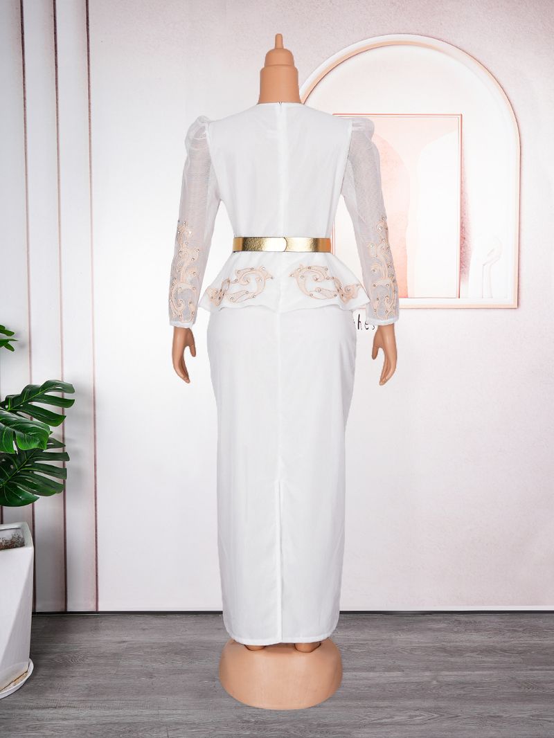 Vestido feminino plus size novo, luxuoso, com decote em V, lantejoulas e miçangas_voghion.com