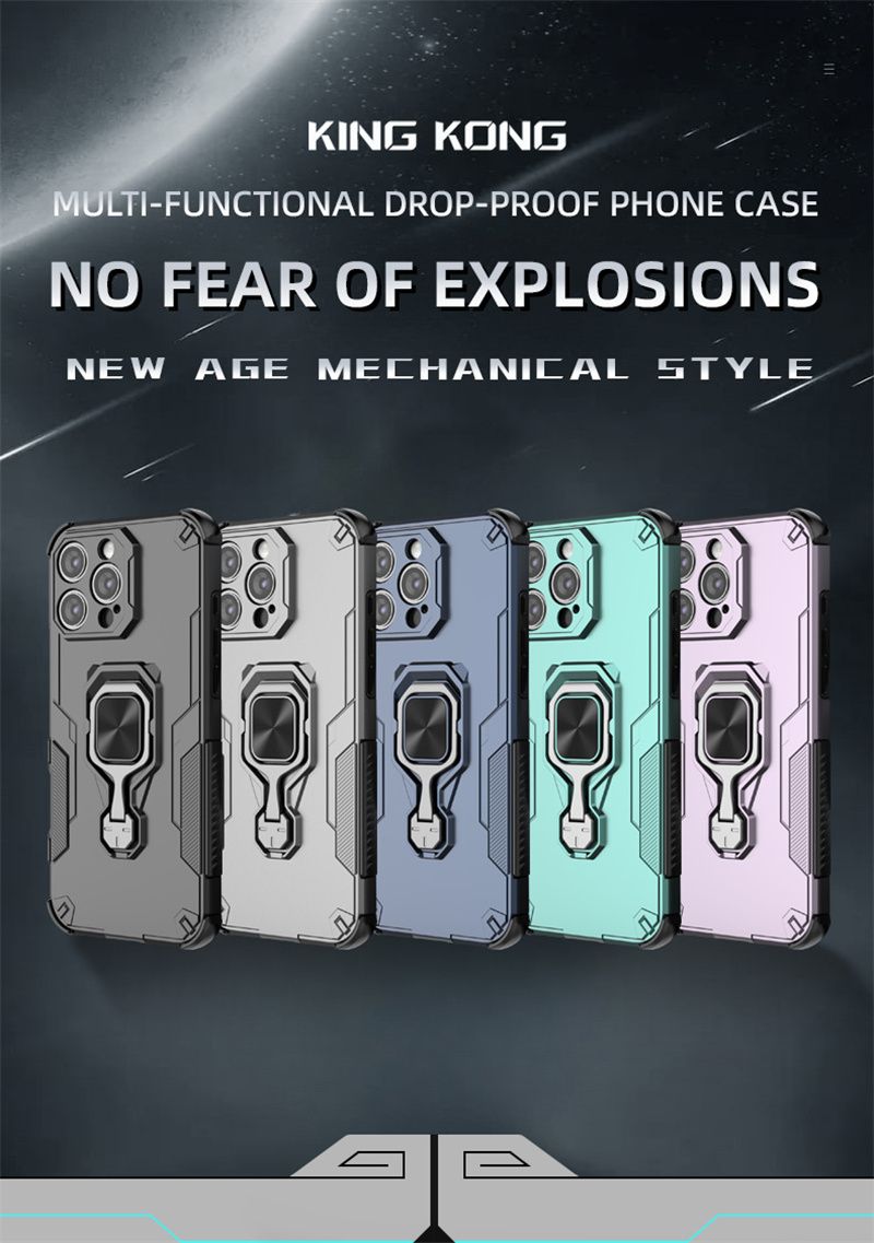 Anti Shock Armor Phone Case For Iphone 16E 16 15 14 13 Pro Max Iphone16 Plus Car Magnetic Holder Kickstand Back Cover_voghion.com