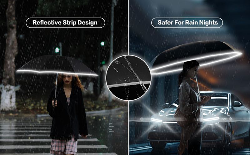 Unisex Safety Reverse Umbrella - UV Protection Reflective_voghion.com