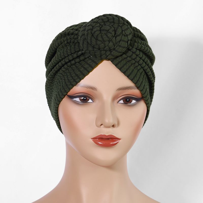 Thickened Elastic Flower Headscarf Hat - Ethnic Style Twisted Warm Hat (Fashionable & Versatile, European & American Design, Winter Headwear)_voghion.com