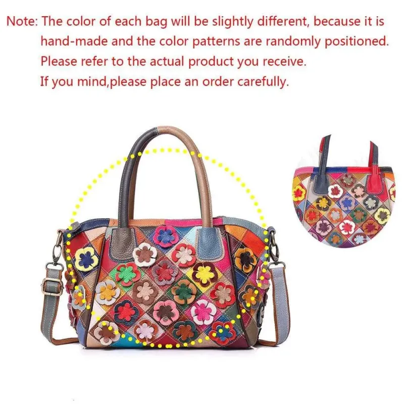 High Quality Designer Bags Genuine Leather Color Random Contrast Handmade Flower Ing Cowhide Shell Casual Ladies_voghion.com
