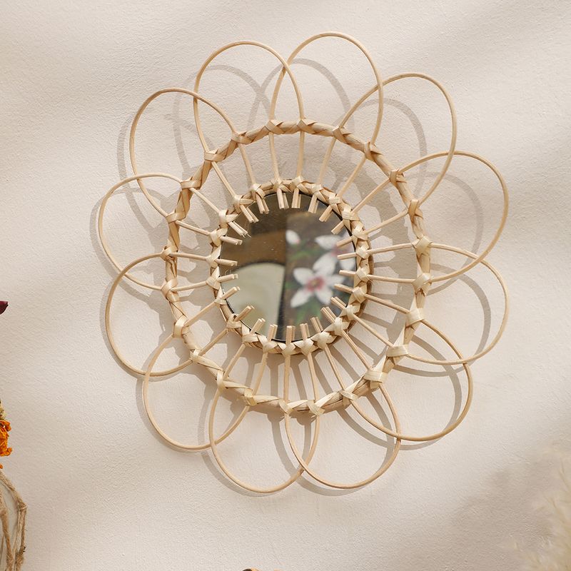 New handmade bamboo acrylic makeup mirror simple home living room entrance wall hanging decoration wholesale_voghion.com