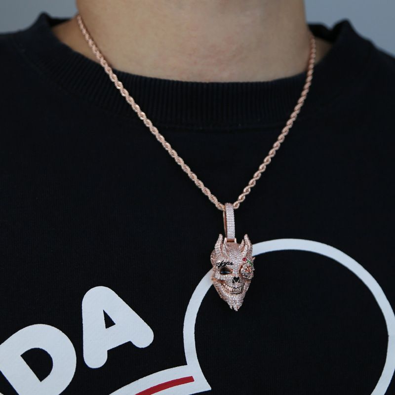 Men's Hip Hop Skull Pendant Necklace - Trendy Gothic Style Jewelry With Rope Chain In Silver, Gold, Rose Gold Necklace Jewelry_voghion.com