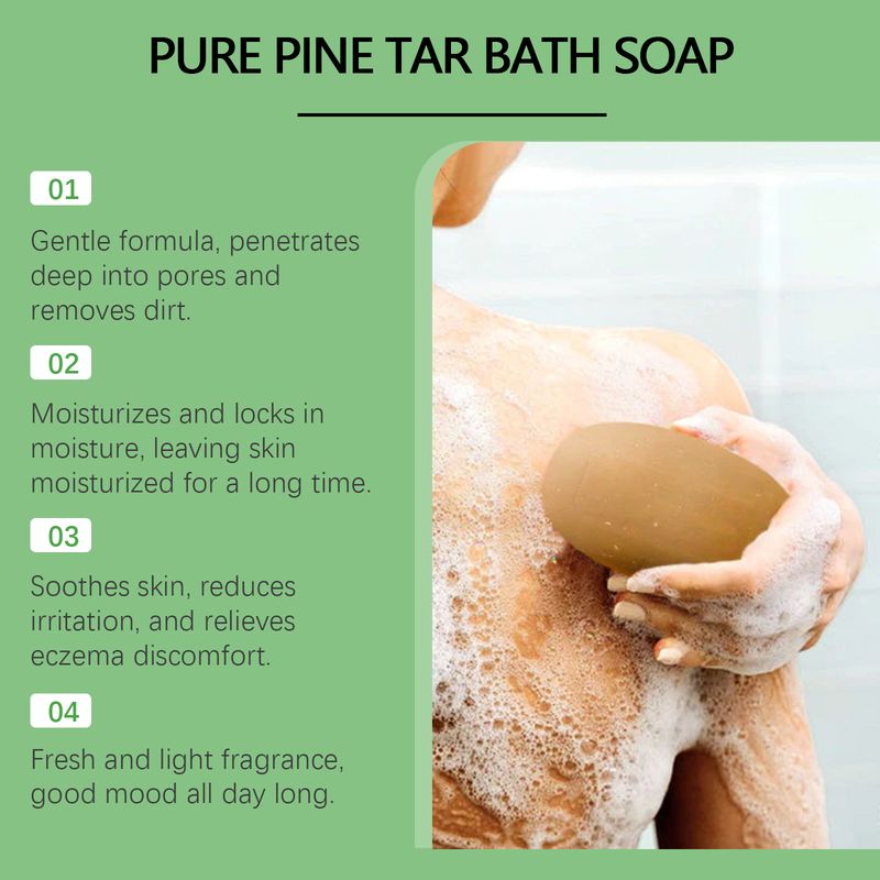 OceAura Pure Pine Tar Bath Soap Moisturizes And Cleanses Pores And Washes Delicate Skin Body Soap_voghion.com