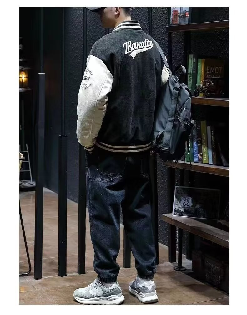 Herrenbekleidung Wildlederjacke Baseballjacke_voghion.com