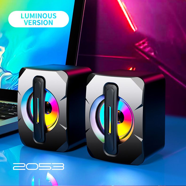 Mini Subwoofer'lı RGB LED USB Bilgisayar Hoparlörleri - PC ve Dizüstü Bilgisayar İçin Kompakt Masaüstü Ses Sistemi_voghion.com