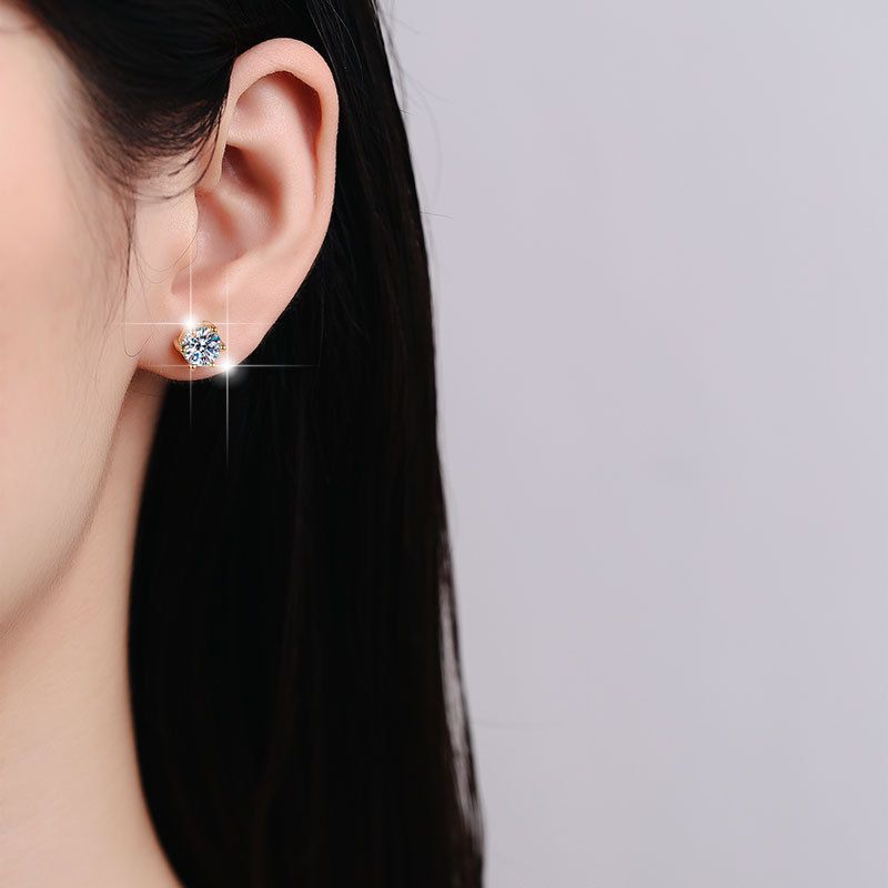 Moissanite kroonkõrvarõngad Klassikalised kuue küünisega peened lihtsad kõrvarõngad Allikas S925 hõbedast kõrvarõngad naistele_voghion.com