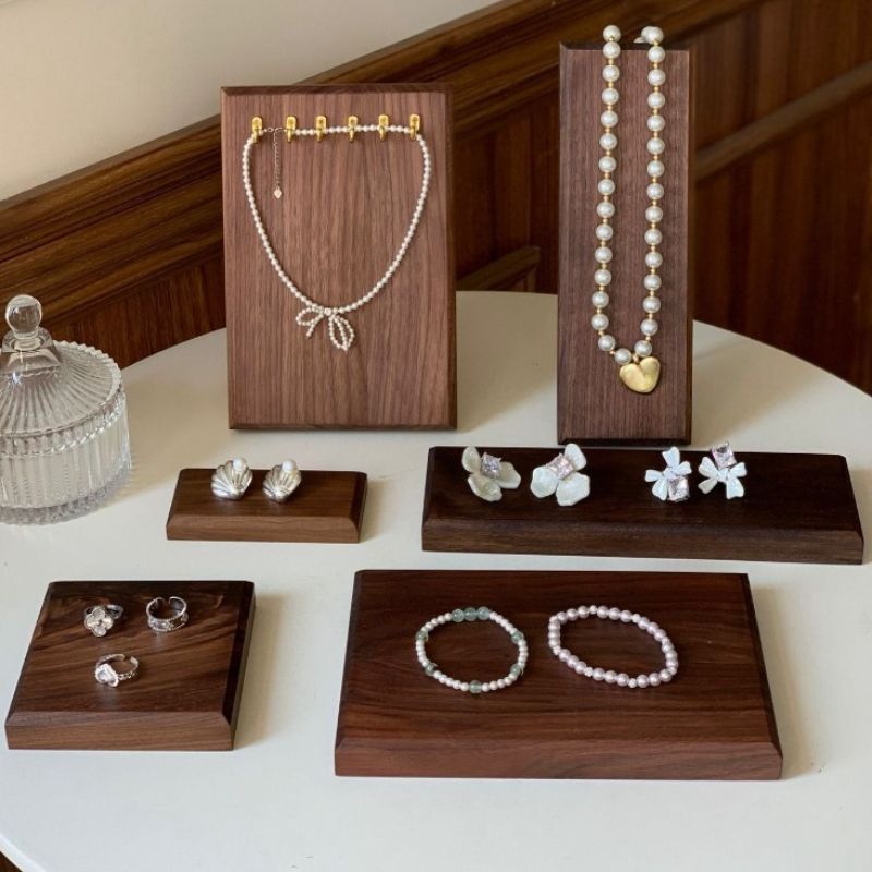 Solid Wood Jewelry Display Tray Counter Necklace Earrings Storage Trays Ring Bracelet Show Tray Small Jewellery Organizer Trays_voghion.com