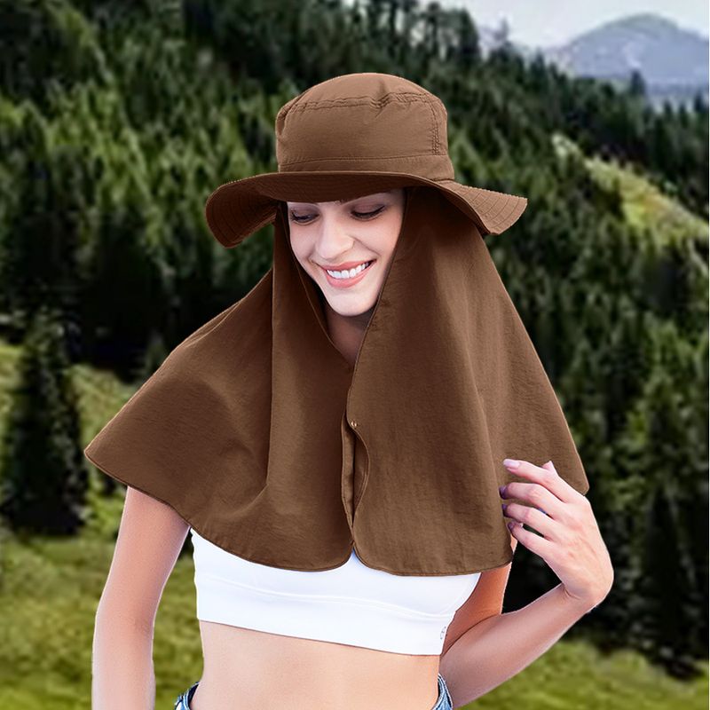 Neuer großer Schalhut für Damen, Sonnenhut mit großer Krempe, Sommerhut mit Vollgesichtsmaske für den Außenbereich, All-in-One-Sonnenhut mit großer Krempe_voghion.com