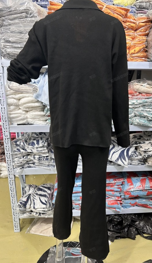 Moda feminina cor sólida bainha solta suéter com fenda conjunto de duas peças para mulher_voghion.com