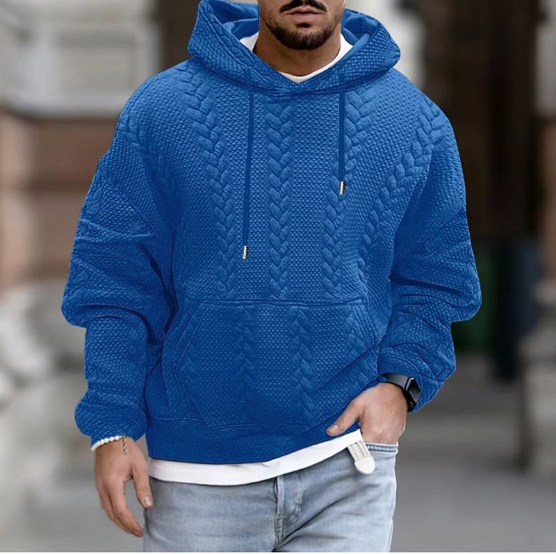 Neuer Kapuzenpullover für Herren in großen Größen mit Kordelzug und Jacquard-Design – lässiges Langarm-Fleece-Oberteil für den Herbst_voghion.com