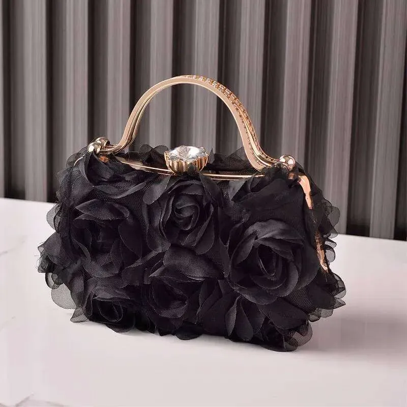 Pink Flower Banquet Women's Cheongsam Evening Handmade Shoulder Dia Box Bags Designer Purse And Handbag Bag_voghion.com