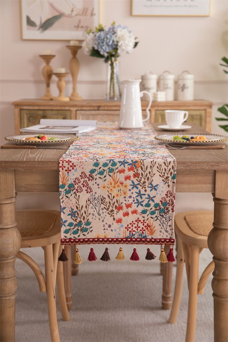 Nuovo copritavolo da caffè in stile americano con nappa in jacquard di poliestere, copriletto e copriletto_voghion.com