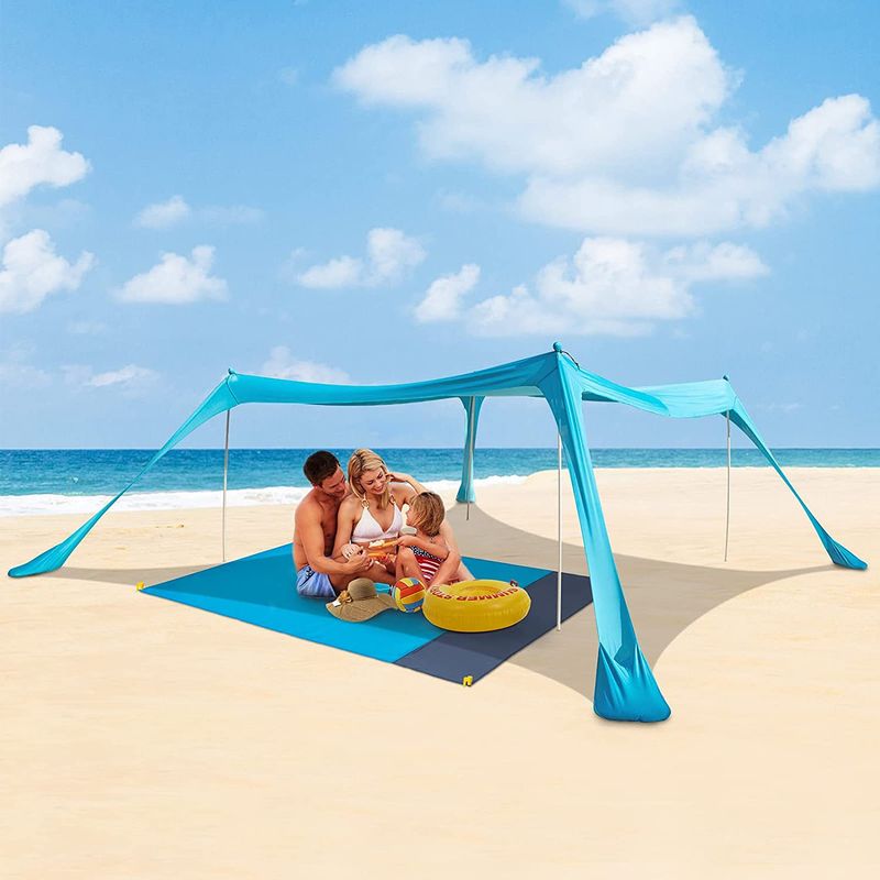 Tenda da spiaggia portatile con tettuccio in lycra - Protezione solare UV per campeggio, picnic e relax all'aperto_voghion.com
