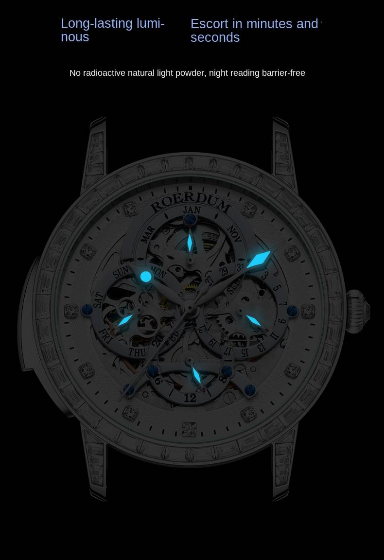 ROERDUM Endless Space RA0906-Watch King Mehrschichtige, hohle, silberne Zifferblatt-Modische Herrenuhr Mechanische Uhr_voghion.com