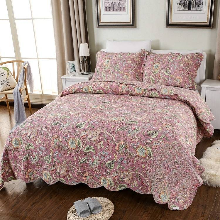 3gab gultas veļas komplekti Stepēts gultas pārklājs visiem gadalaikiem Jauns divpusējs tīras kokvilnas stepēts apdrukāts palags_voghion.com