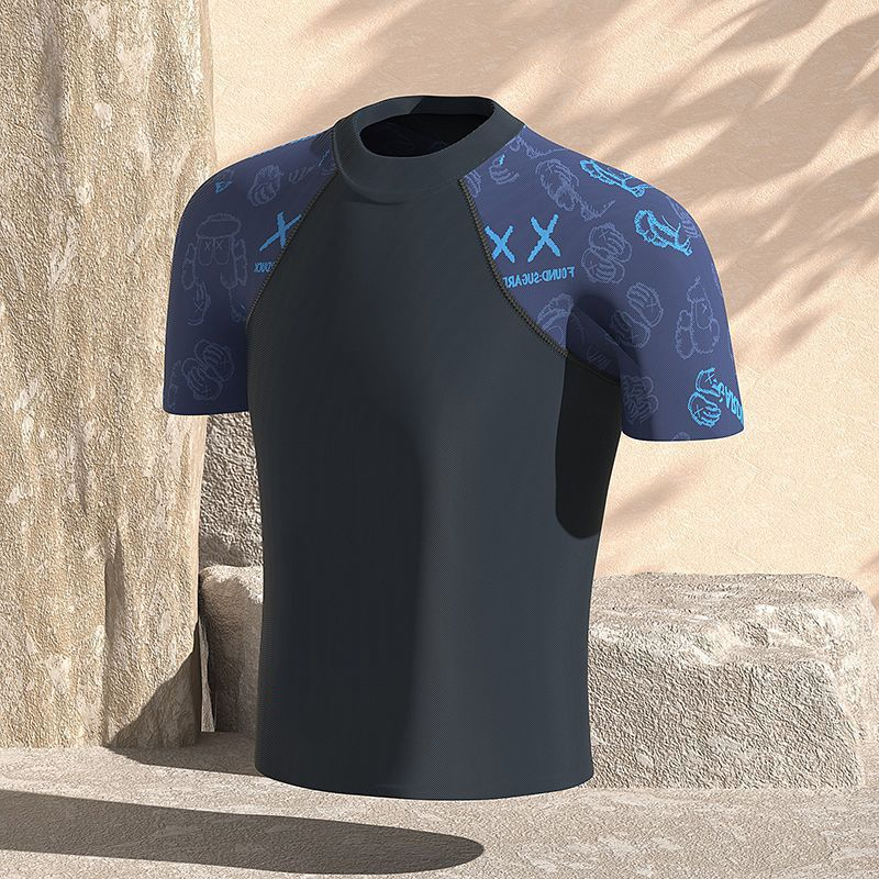 Maillot de bain deux pièces à la mode, grande taille, à angle plat, imprimé anti-embarras, short de natation sportif, température Quan_voghion.com