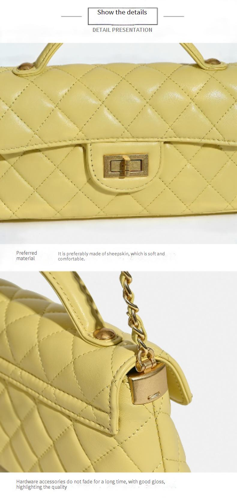 New Top Layer Sheepskin Diamond Pattern Small Style Chain Bag Crossbody Bag Single Shoulder Handbag Small Square Bag_voghion.com