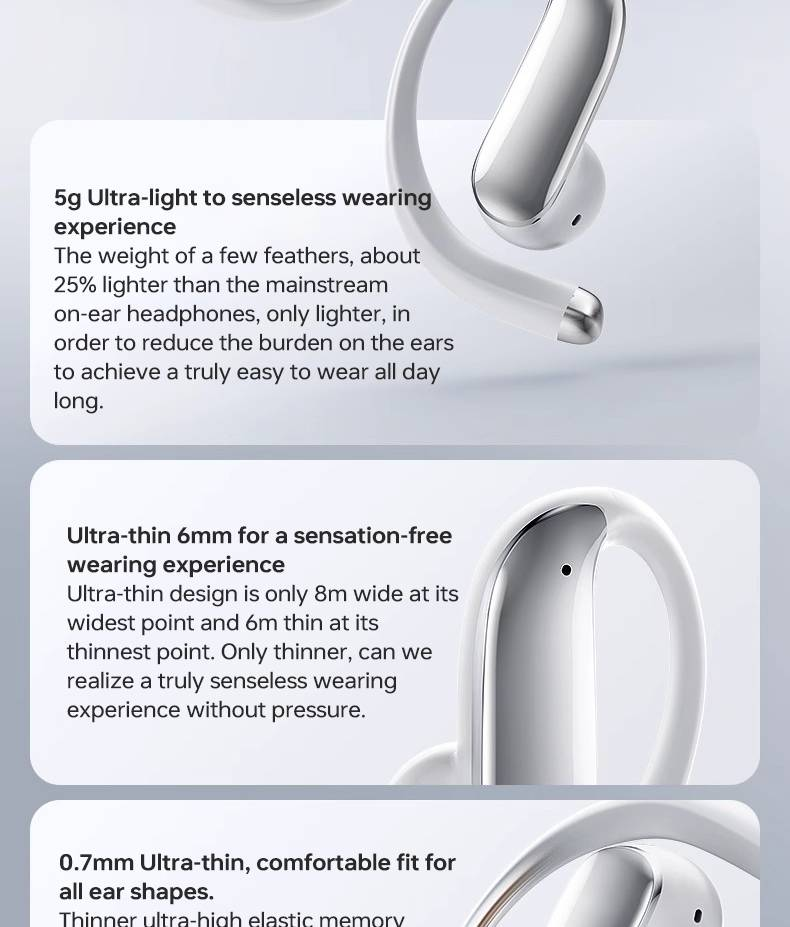 S06 Open Ear Headphones: 13mm Drivers, ENC, 90H Playtime, IPX6, 4-Point Support, Flash Connect_voghion.com