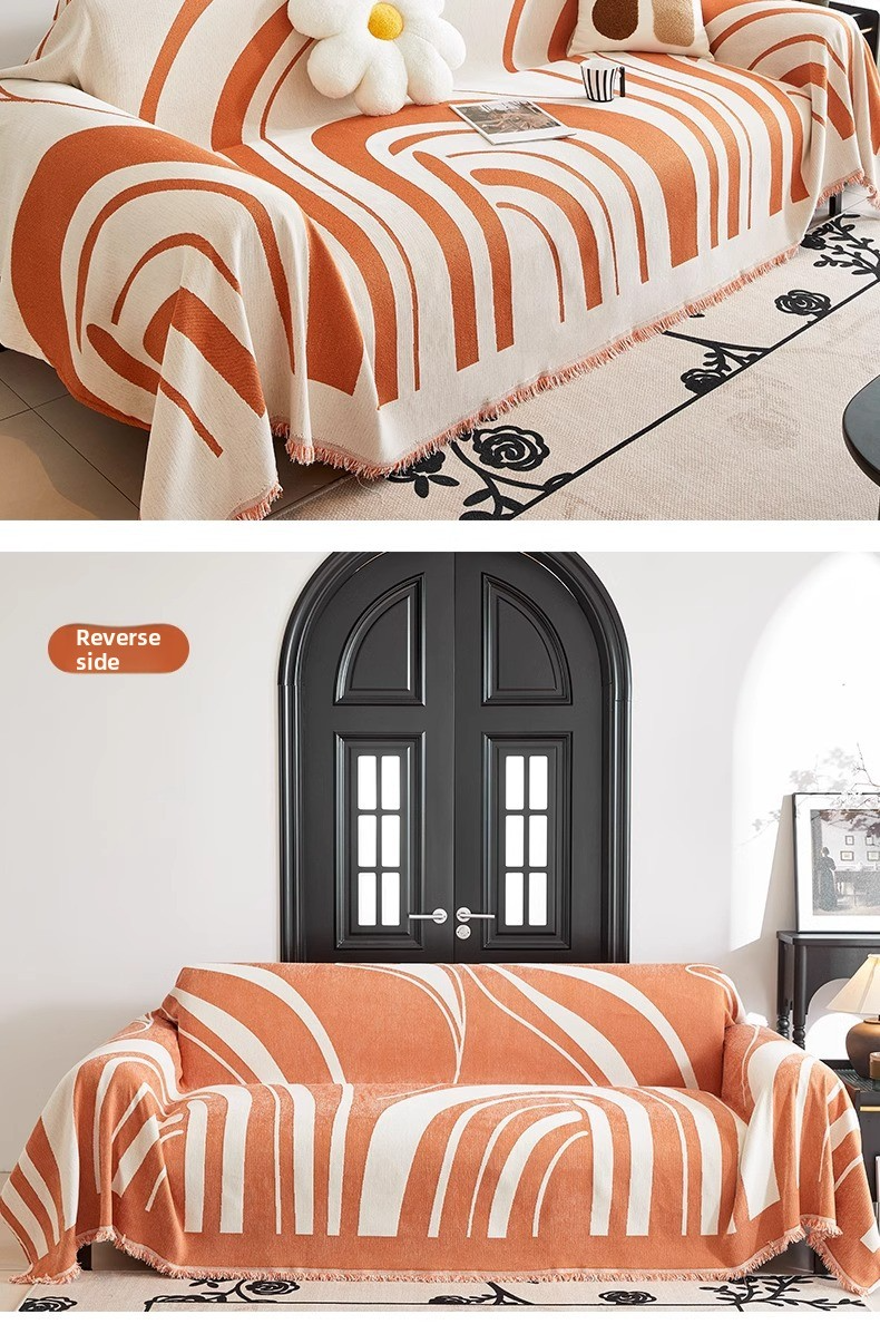 Abstract Geometric Chenille Sofa Cover - Modern Thickened Slipcover (Non-Slip Full Coverage Premium Textured Fabric)_voghion.com