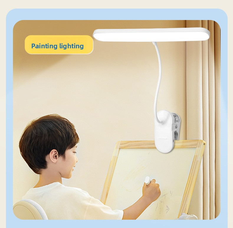 Luminária de mesa LED clip-on com brilho de 90+ CRI e grau AA, recarregável por USB, controle de toque e temperatura de cor ajustável – Luminária de estudo_voghion.com