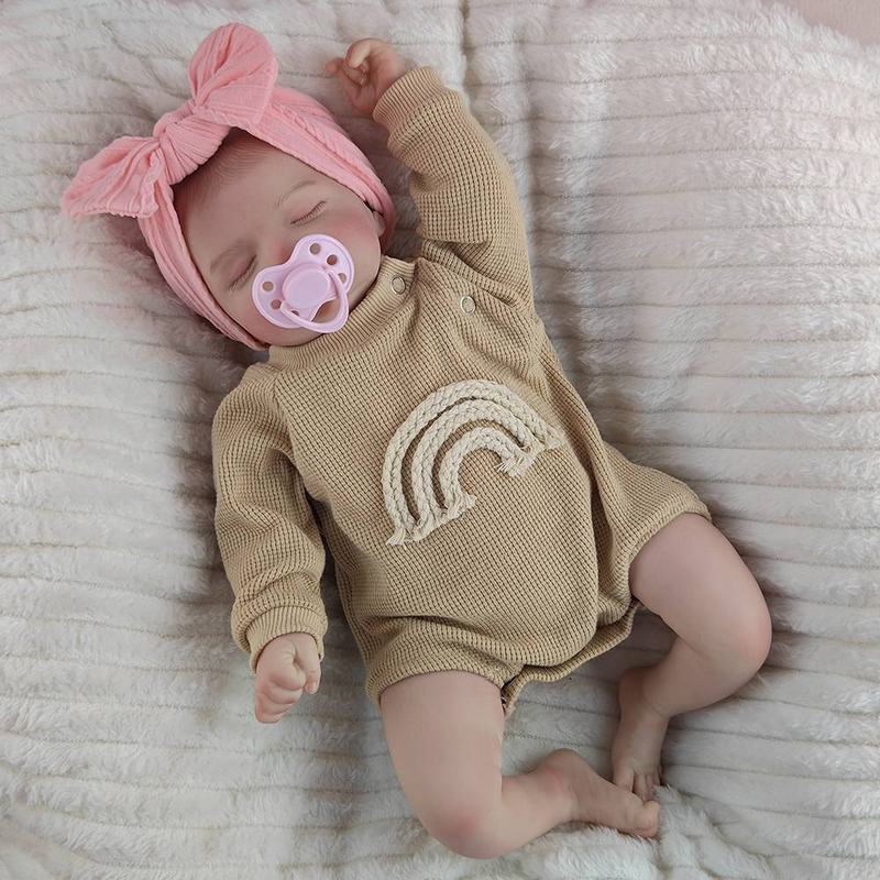 46cm Cloth Body Soft Reborn Dolls Closed Eye Simulation Baby 3D Skin Dress Up Game Doll Girl New Year Present_voghion.com