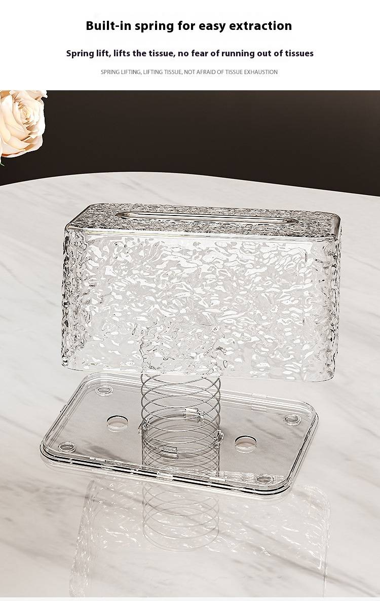 Porta fazzoletti a molla – Design con sollevamento automatico per un'estrazione fluida, adatto per auto, soggiorni e bagni (argento/grigio trasparente)_voghion.com