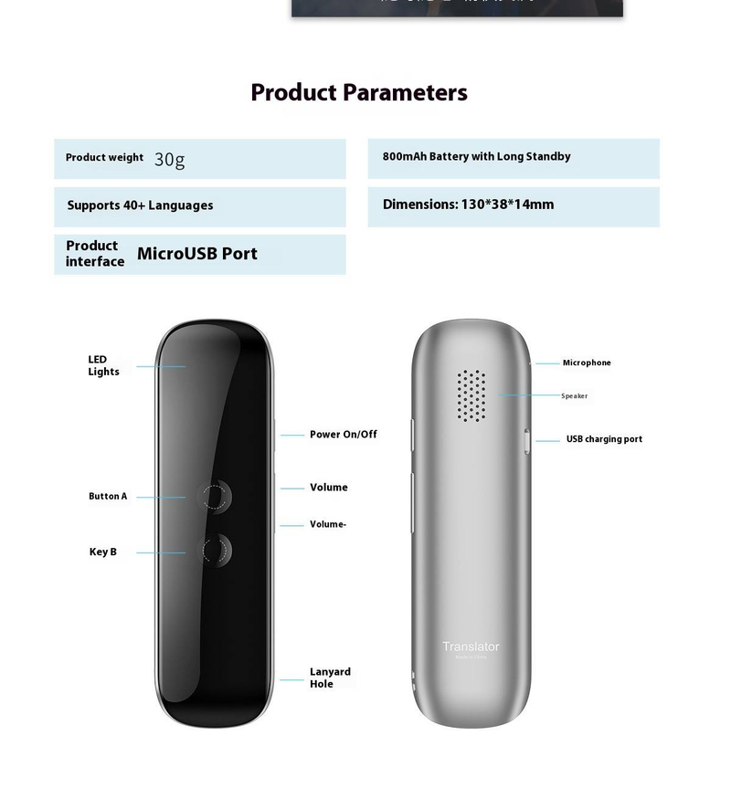 B11 Akıllı Ses Çeviri Kulaklıkları - Bluetooth Özellikli Gerçek Zamanlı Çok Dilli Çevirmen, İngilizce ve Çince İçin Çift Kulak Tasarımı_voghion.com