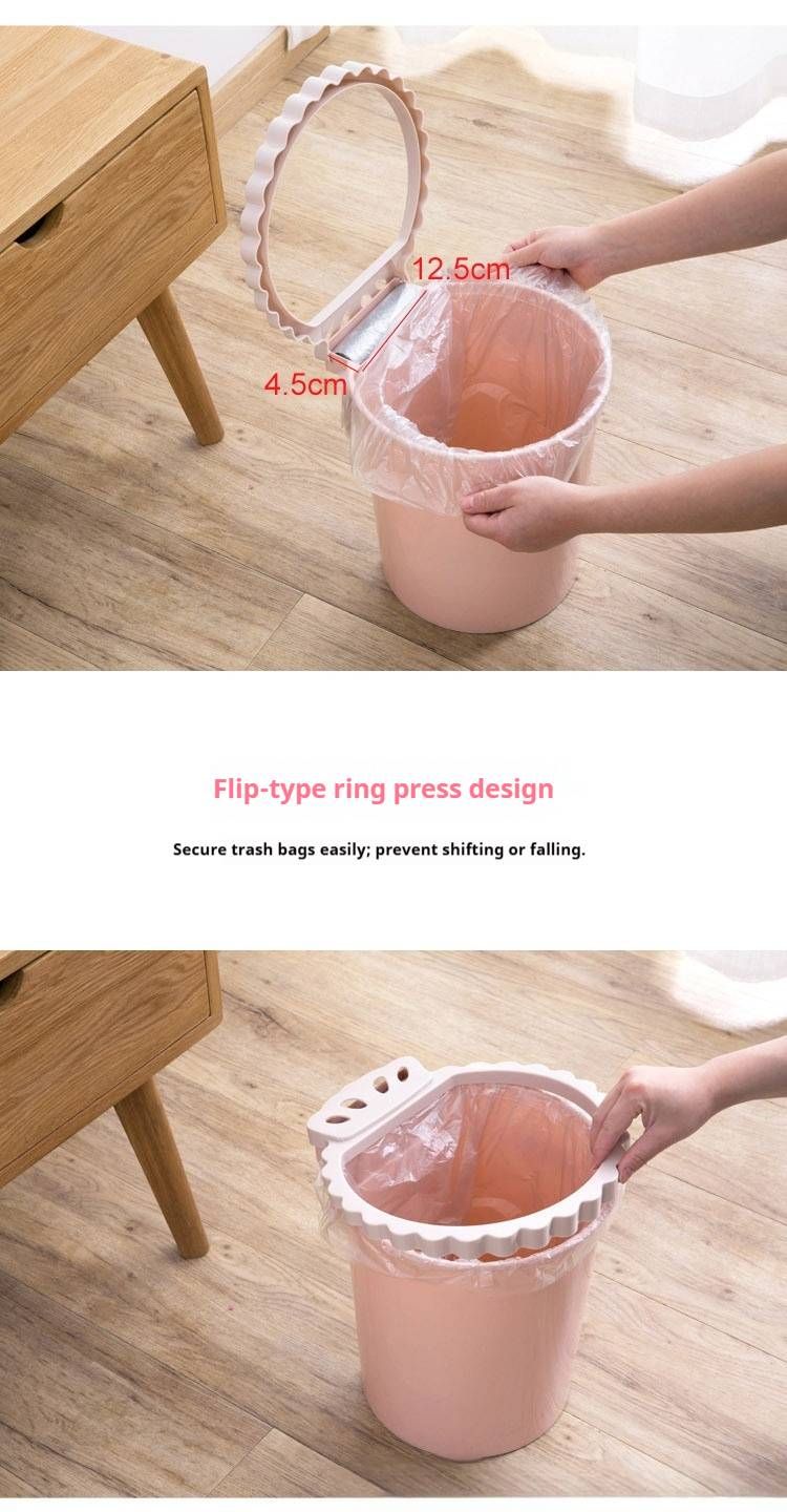 Round Open-Top Trash Bin For Home – Lightweight Plastic Waste Basket, No-Slip Press Ring, Ideal For Kitchen, Bedroom, Office (Blue/Green/Pink)_voghion.com