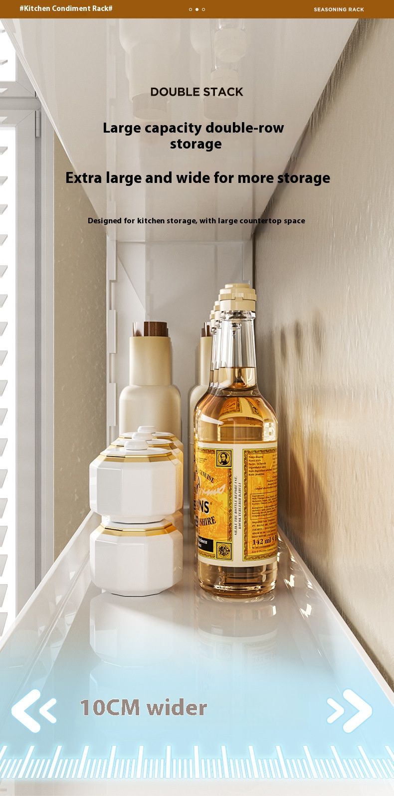 Space Aluminum Wall-Mounted Kitchen Organizer - No-Drill Spice Rack With Adjustable Shelves & Utensil Hooks (Chopstick Holder & Spice Grids Options)_voghion.com