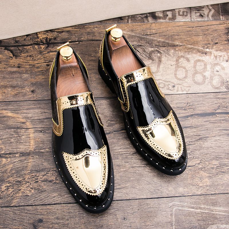 New Fashion Men's Brown Business Casual Loafer Shoes Daily Office Black Buckle Monk Men's Shoes One Foot Cover Banquet Dress Wedding Leather Shoes_voghion.com