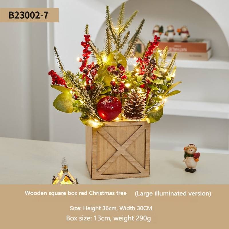 Mini albero di Natale rosso con luci – Decorazione natalizia da tavolo in legno per casa, ufficio e decorazioni festive (diverse dimensioni e opzioni di illuminazione)_voghion.com