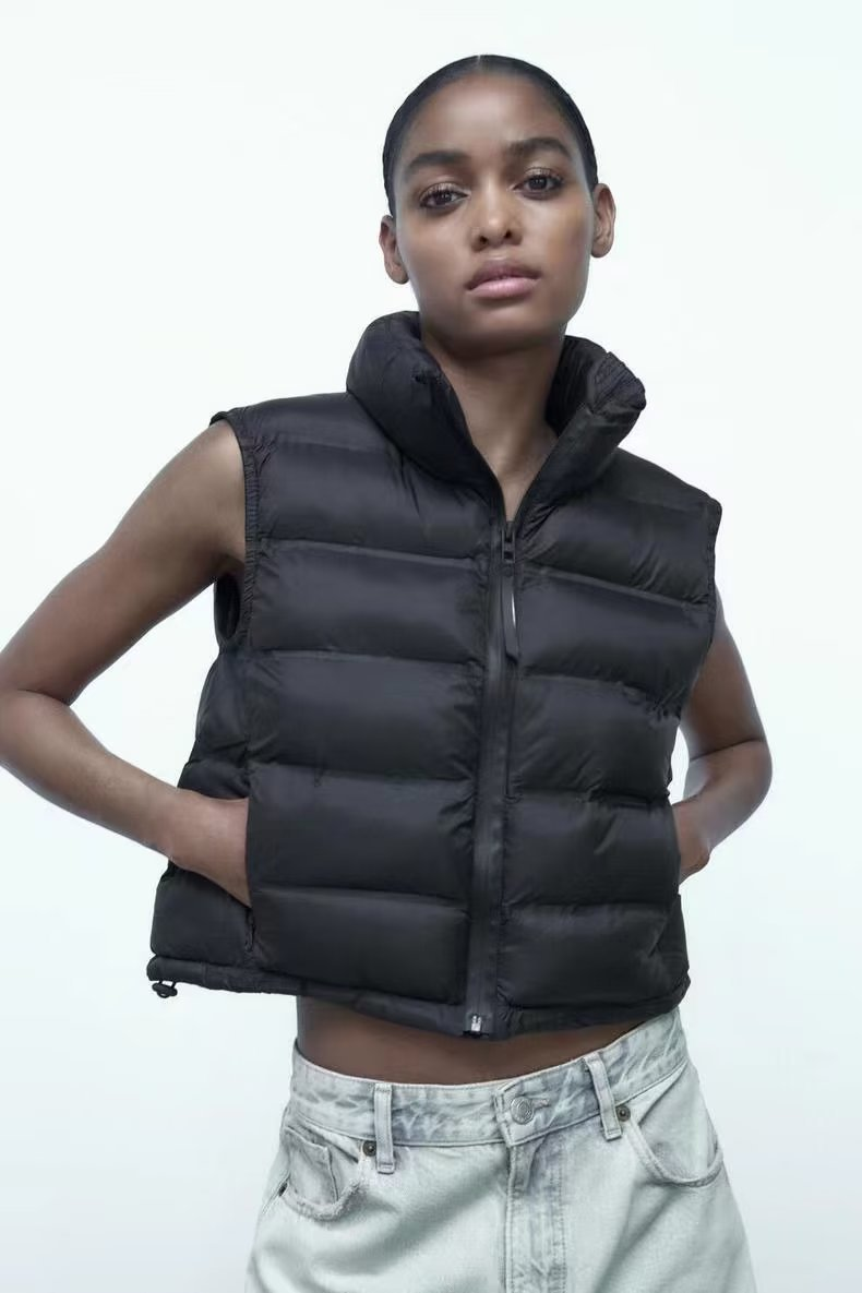 Frauen kleidung dünne baumwolle weste frauen kurzen stehkragen dünne weste frühling und herbst neue weste weste jacke 6NS022_voghion.com