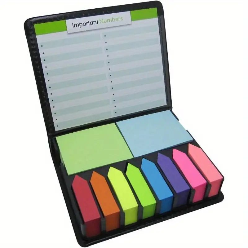 Ekskluzywny skórzany organizer na notatki z PVC z karteczkami samoprzylepnymi i kalendarzem – 1000 kartek, personalizowany organizer na biurko do użytku domowego i biznesowego_voghion.com