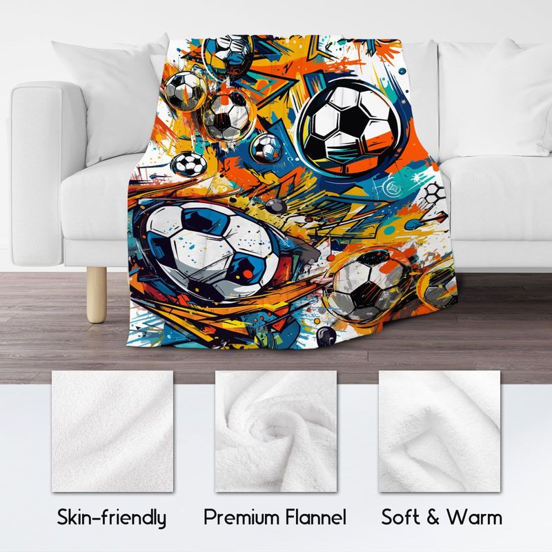 Fußballdecke, weich und bequem, Flanell, warm, für Zuhause, unverzichtbare bedruckte Decke, Geschenk für Männer und Frauen_voghion.com
