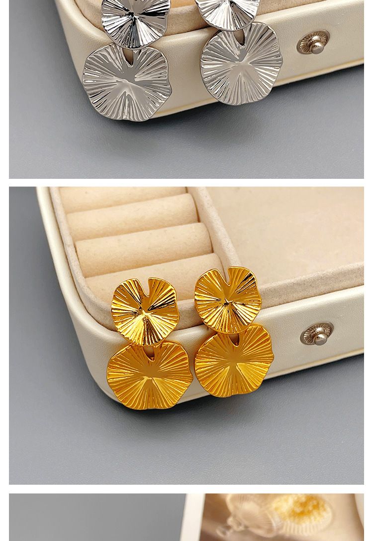 Qingdao AB asymmetrische lotus blatt design gefühl temperament einfache und vielseitige persönlichkeit ohrringe zubehör_voghion.com